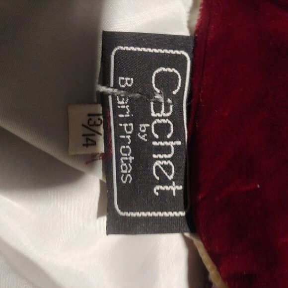 Cachet by Bari Protas Deep Burgundy Burnout Velvet Vintage Maxi Dress  13/14 - Picture 13 of 15